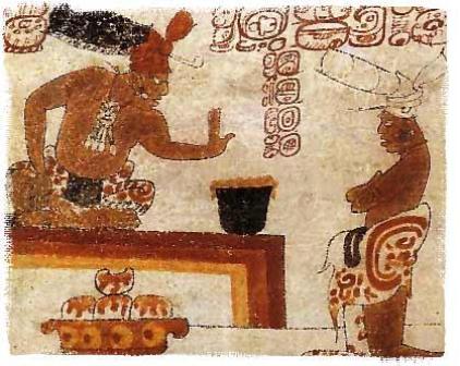 A Mayan chief forbids a person to touch a jar of chocolate